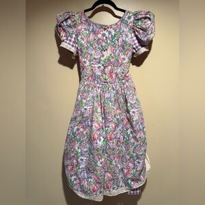 Vintage 1980s Cottagecore Prairie Maxi Dress Purple spring floral